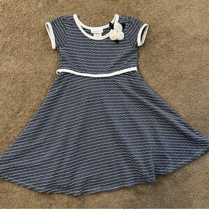 Bonnie Jean Girls Navy and White Dress